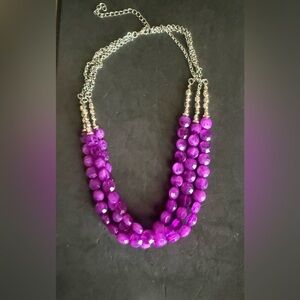 Purple Beaded Multi-Strand Necklace